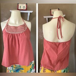 Others Follow Crochet Accent Halter Top Women’s Size Small